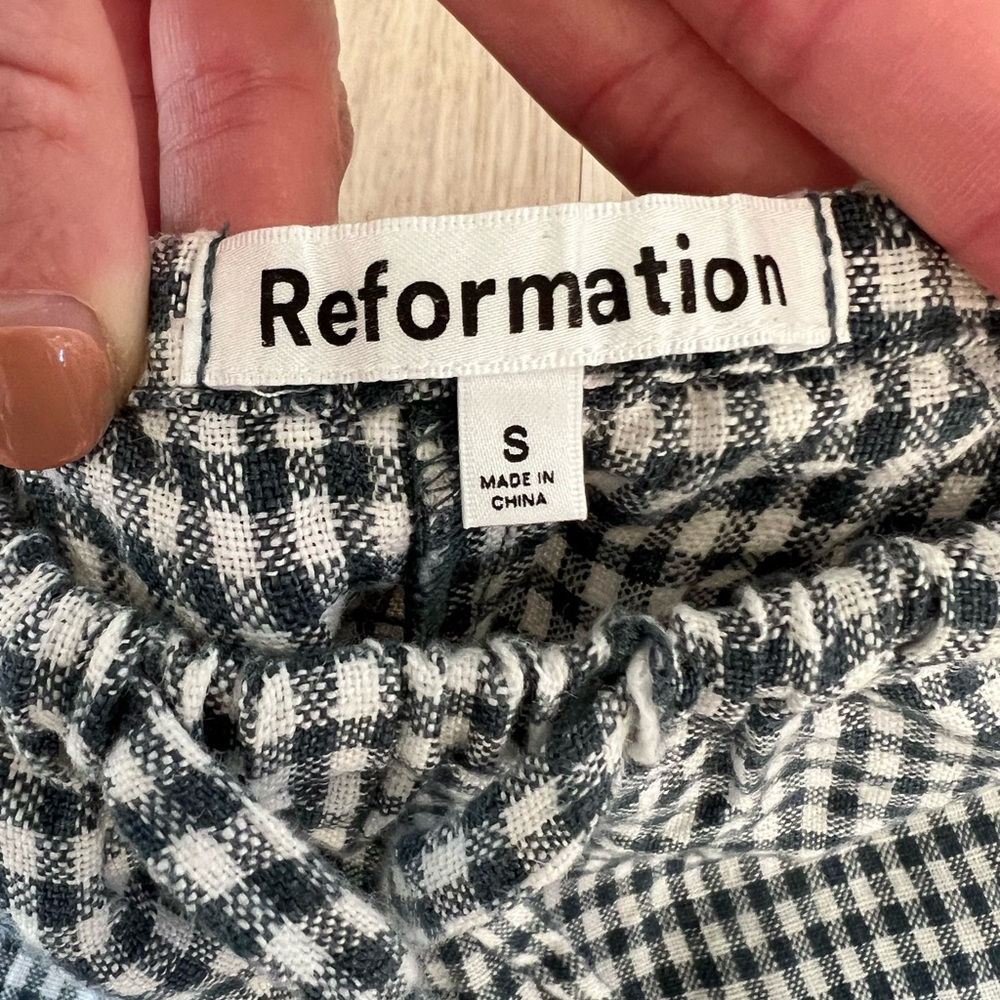 Reformation Jaida Linen Pants - Slate Check - S - Picture 9 of 10